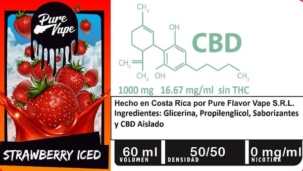 Pure vape - Strawberry Iced CBD 60ml Sin nicotina